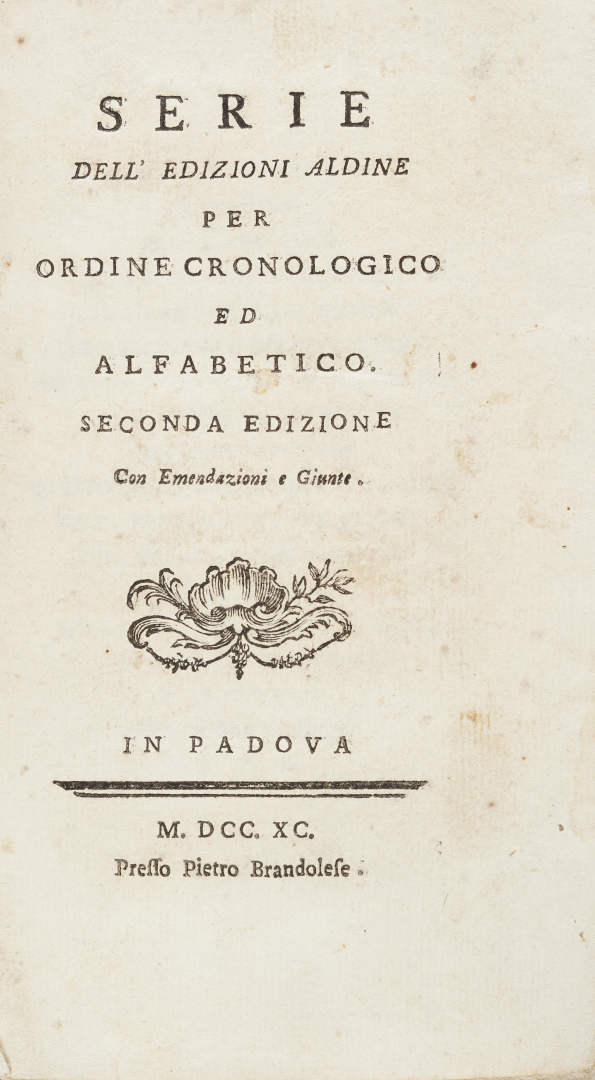 [Bibliografia - Aldina]. Burgassi, Antonio Cesare.