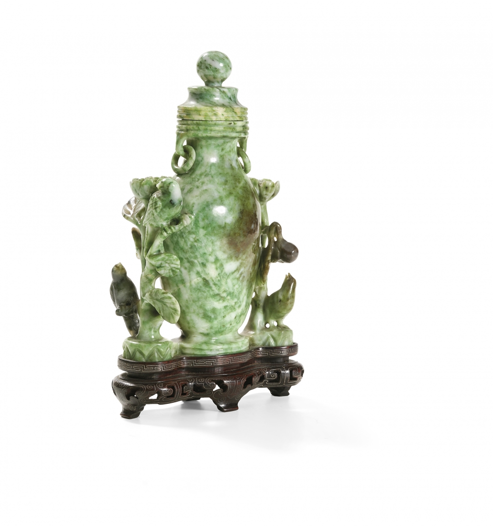 Jadeite vase with cover China, 20th Century Jadeite vase with cover